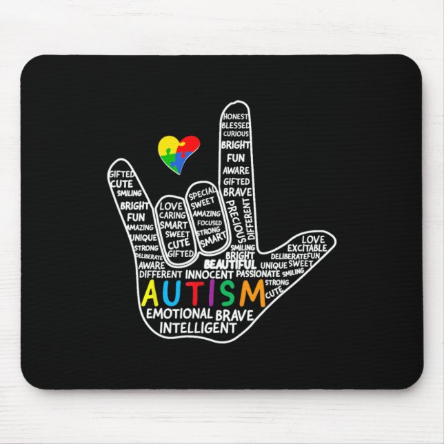 Mousepad Quebra-cabeça Heart ASL Love Sign Language hand Au (Frente)