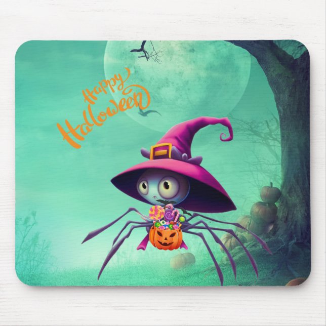 Mousepad Queda/outono/aranha/bruxa/halloween (Frente)