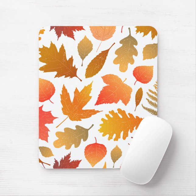 Mousepad Queda pelo outono - Padrão Folha de Cozy (Com mouse)