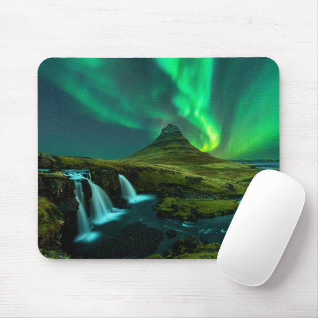 Mousepad Quedas | Kirkjufellfoss Waterfall, Islândia (Com mouse)