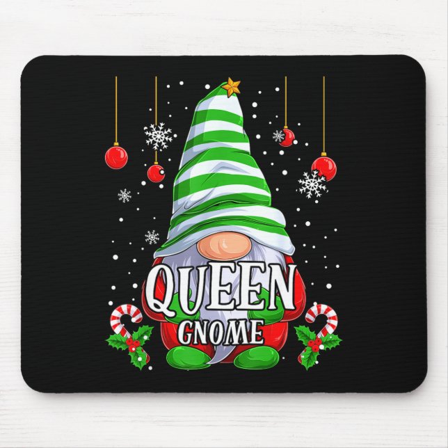 Mousepad Queen Gnome Christmas Pajamas Matching Family Grou (Frente)