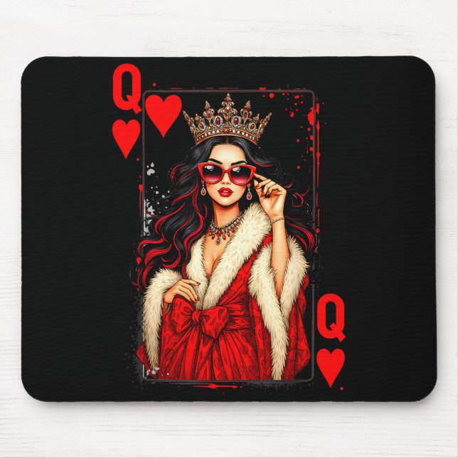 Mousepad Queen Of Heart Playing Card Love Valentine Outfit  (Frente)