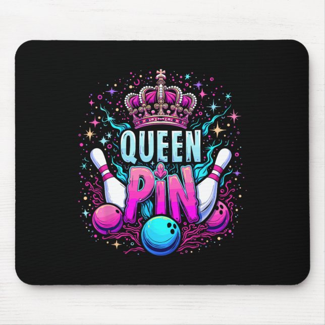 Mousepad Queen Pin Shirt Bowler Bowling League For Bowling  (Frente)