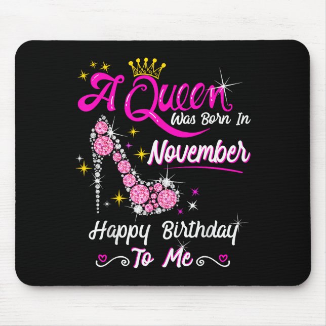 Mousepad Queen Was Born In November Cute Funny Happy Birthd (Frente)