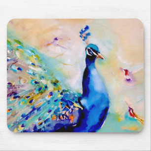 Mousepad "Quem é o mais bonito?" Pavão e colibris