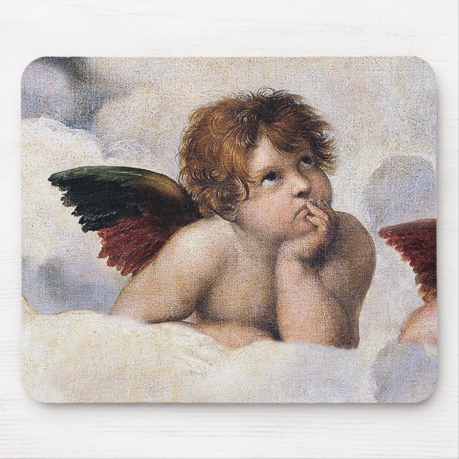 Mousepad Querubins, anjos alados pintura de Raffael (Frente)