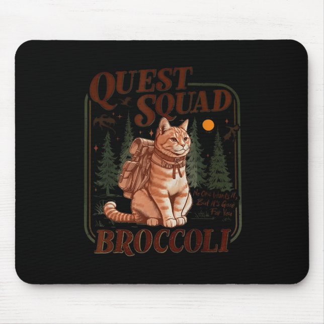 Mousepad Quest Fantasy Squad Broccoli Funny Cat  (Frente)