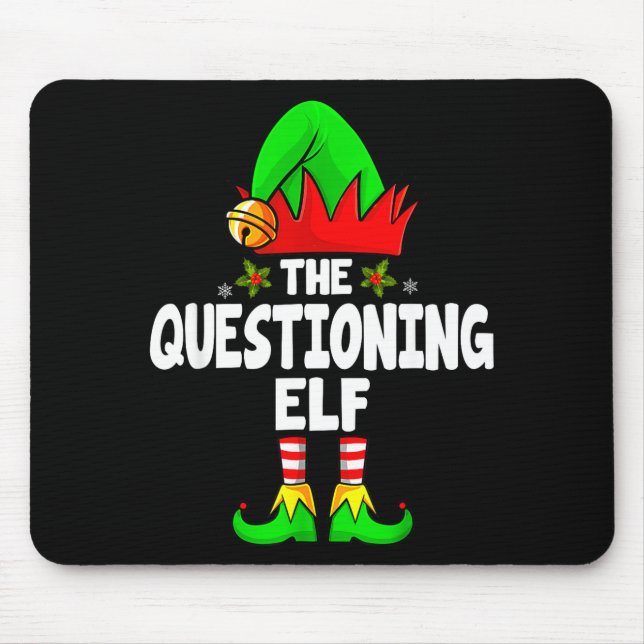 Mousepad Questioning Elf Group Christmas Funny Pajama Party (Frente)
