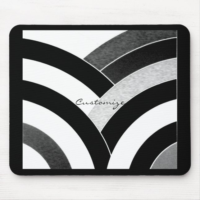 Mousepad quic - modernos chevrons preto/branco (Frente)