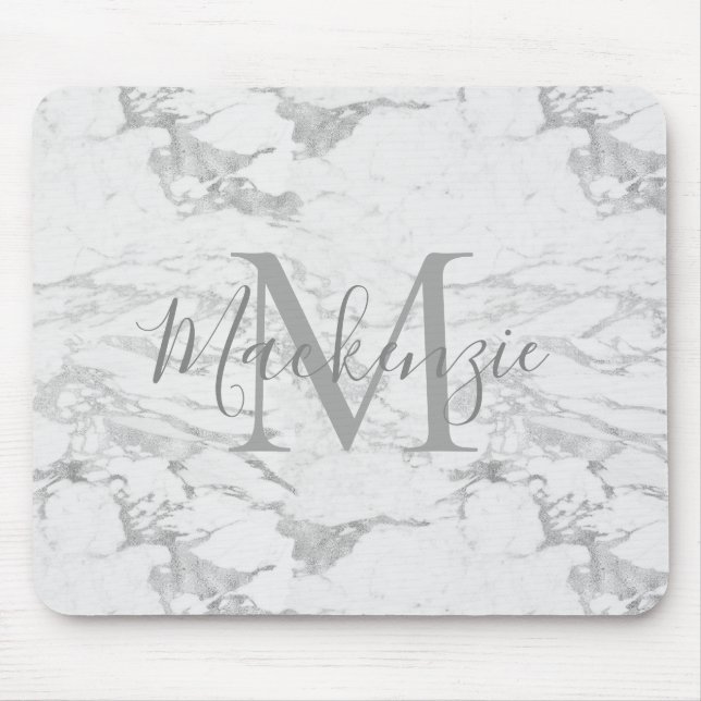Mousepad Quic Silver Foil Marble Monograma (Frente)
