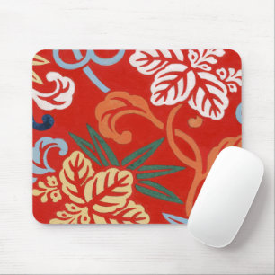 Mousepad Quimono Japonês Floral Havaiano Vermelho Chinoiser