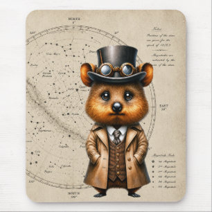 Mousepad Quokka Astrônomo Steampunk c/ Mapa de Constelação