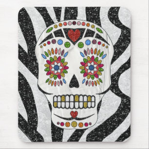 Mousepad RAB Rockabilly Açúcar Caveira em Estampa de Zebra
