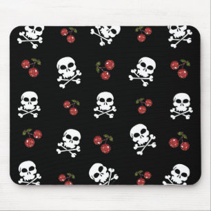 Mousepad RAB Rockabilly Caveiras e Cerejas em Preto