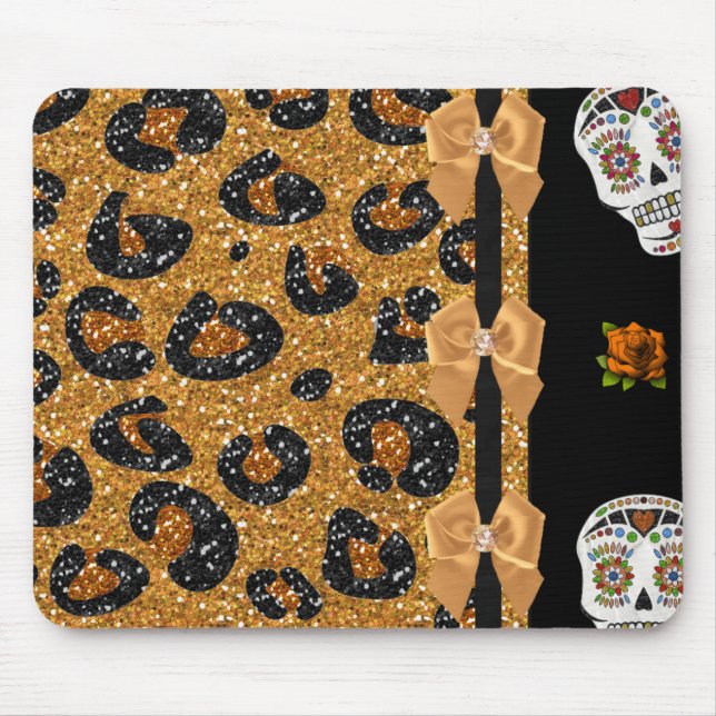 Mousepad RAB Rockabilly Dourado Estampa de Leopardo Açúcare (Frente)