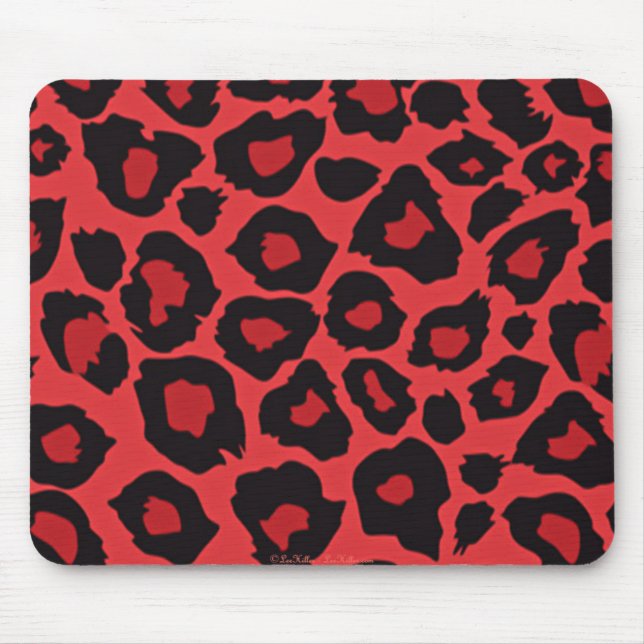 Mousepad RAB Rockabilly Leopard Print Red Black (Frente)