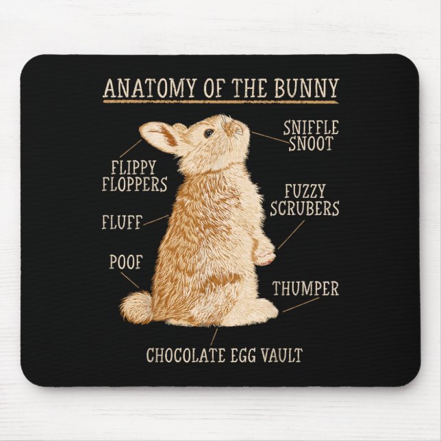 Mousepad Rabbit Anatomy Bunny Lover Animal Pet Owner  (Frente)