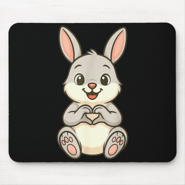 Mousepad Rabbit Bunny Doing Heart With Hands Valentines Day (Frente)