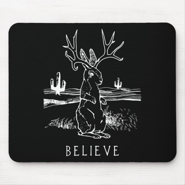 Mousepad Rabbit Gift | Believe Jackalope (Frente)