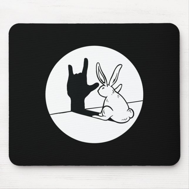 Mousepad Rabbit ILY ASL Gesto manual surdo surdo perda audi (Frente)