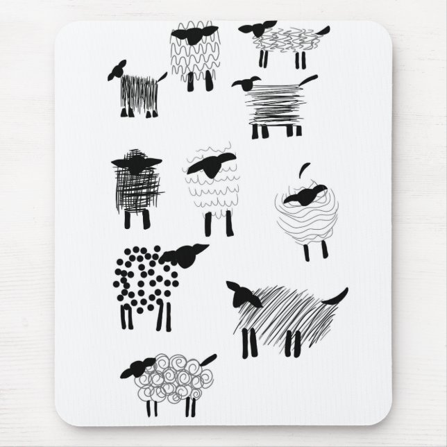 Mousepad Rabiscos de ovelhas (Frente)