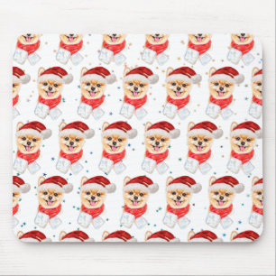 Mousepad Raça de Cão Pomerânia Estrelas de Natal