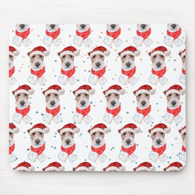 Mousepad Raça de Cão Wire Fox Terrier Estrelas de Natal (Frente)