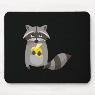 Mousepad Raccoon Comendo Fruta De Banana Bonita