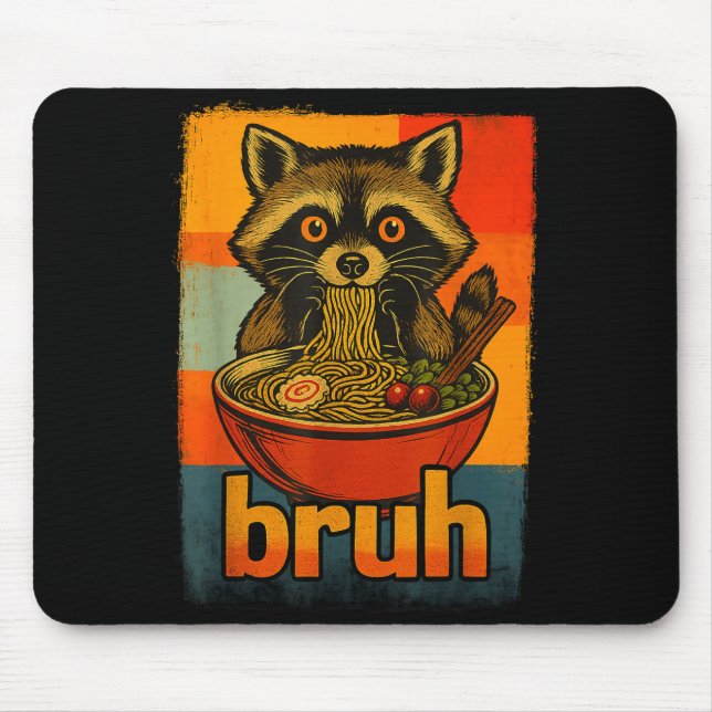 Mousepad Raccoon Eating Japanese Ramen Noodles Men Women Ki (Frente)