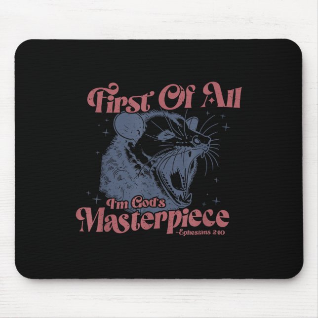 Mousepad Raccoon First Of All I'm God's Masterece  (Frente)