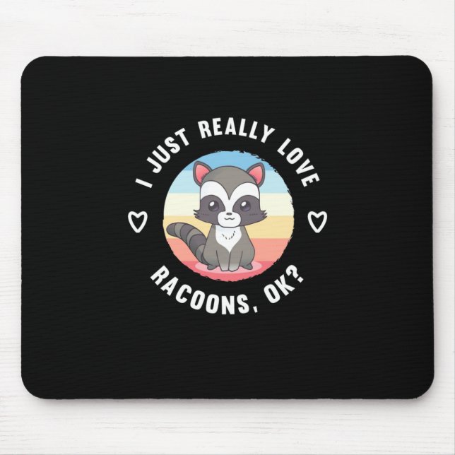 Mousepad Raccoon Lover Eu Adoro Raccoons (Frente)