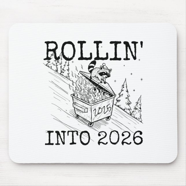 Mousepad Raccoon Rolling Into 2026 Happy New Year 2026  (Frente)