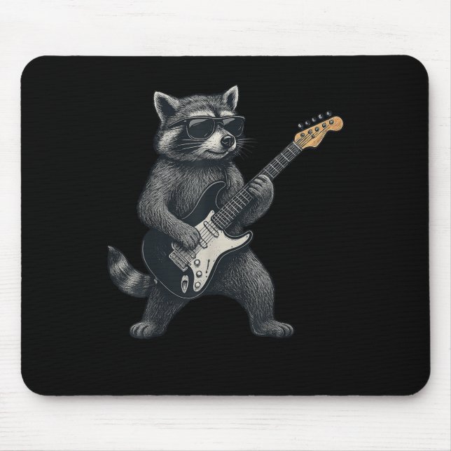 Mousepad Raccoon Tocando Violão Rock E Homens Presentes (Frente)