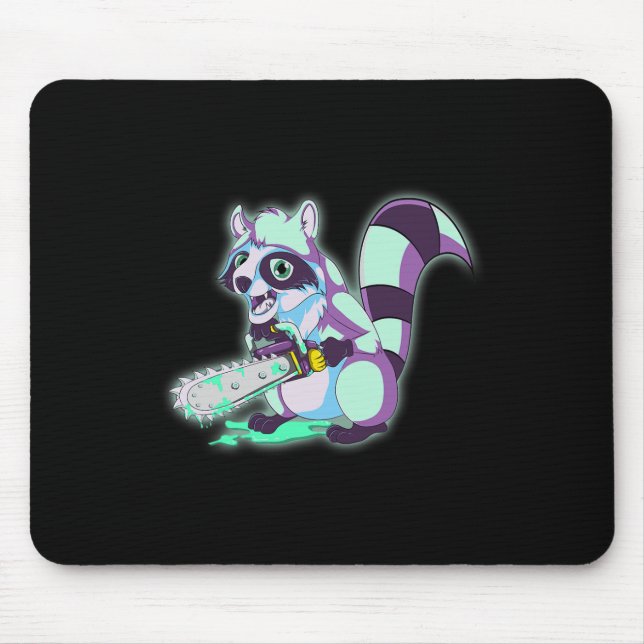 Mousepad Raccoon Trash Panda Scary Vaporwave 80s Animal Spo (Frente)
