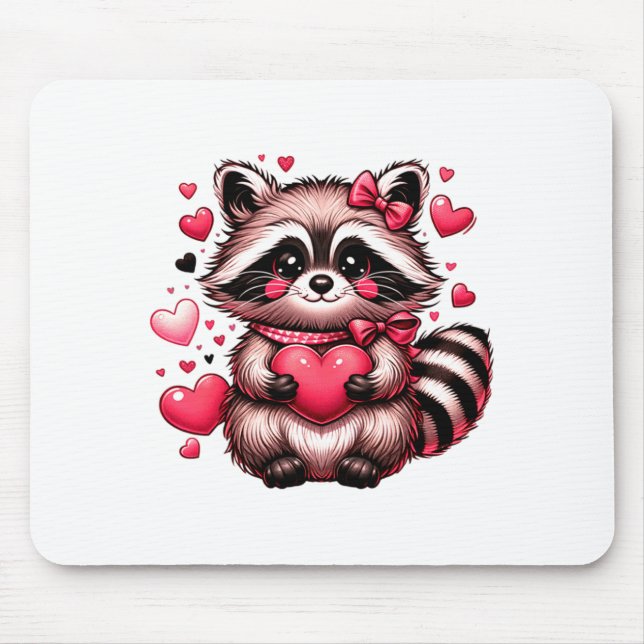 Mousepad Raccoon Valentine Hearts  (Frente)