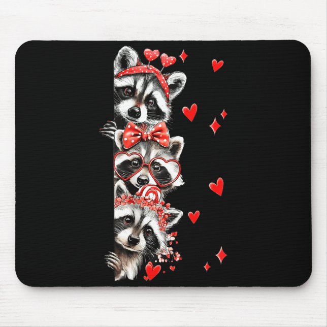Mousepad Raccoon Valentines Day Funny Feral Raccoon Love He (Frente)