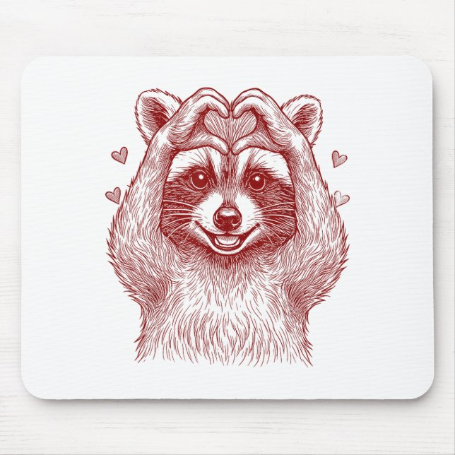 Mousepad Raccoon Valentines Day Funny Feral Raccoon Love He (Frente)