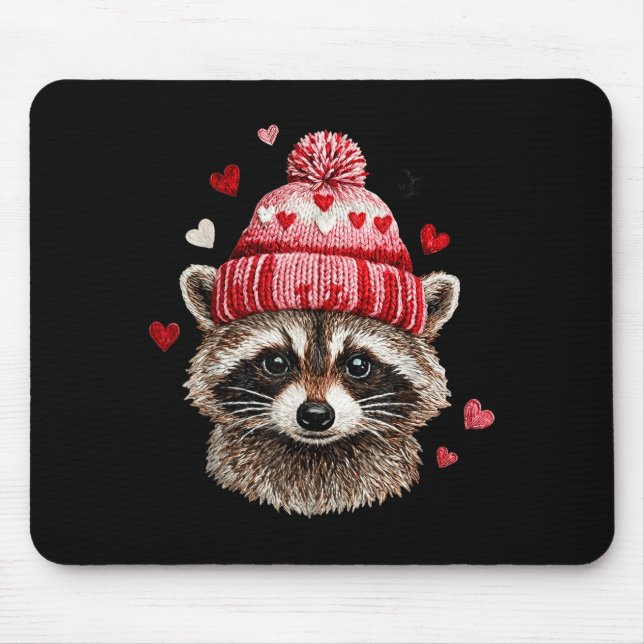 Mousepad Raccoon Valentines Day Funny Feral Raccoon Love He (Frente)