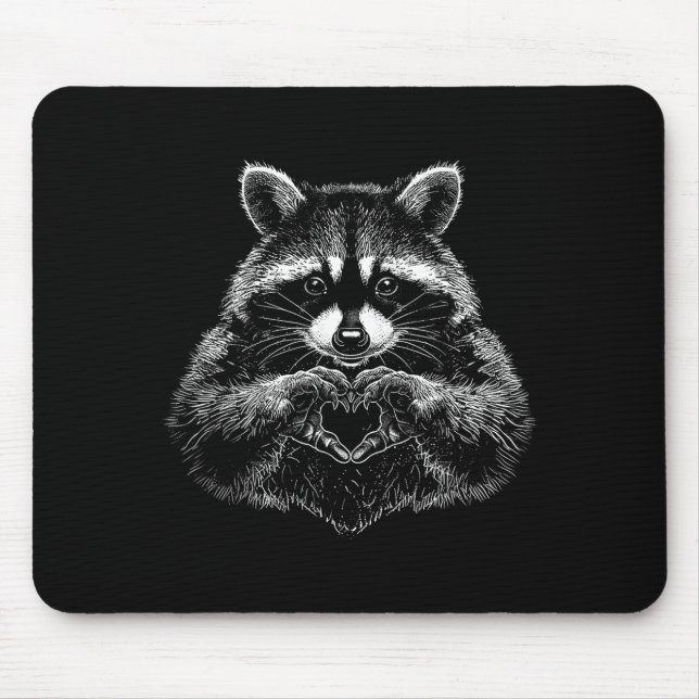 Mousepad Raccoon Valentines Day Funny Feral Raccoon Love He (Frente)