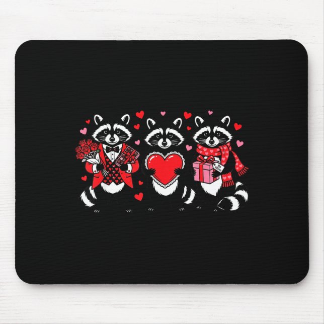 Mousepad Raccoon Valentines Day Funny Feral Raccoon Love He (Frente)