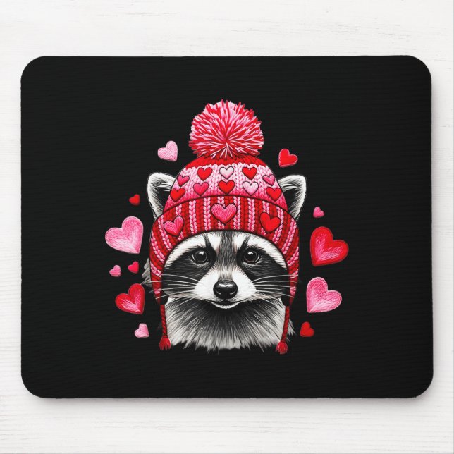 Mousepad Raccoon Valentines Day Funny Feral Raccoon Love He (Frente)