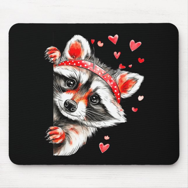 Mousepad Raccoon Valentines Day Funny Feral Raccoon Love He (Frente)
