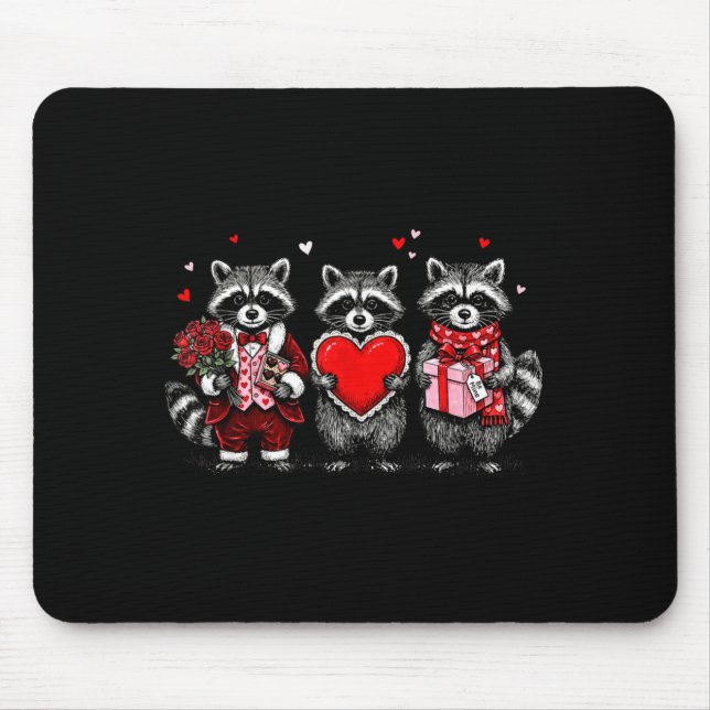 Mousepad Raccoon Valentines Day Funny Feral Raccoon Love He (Frente)
