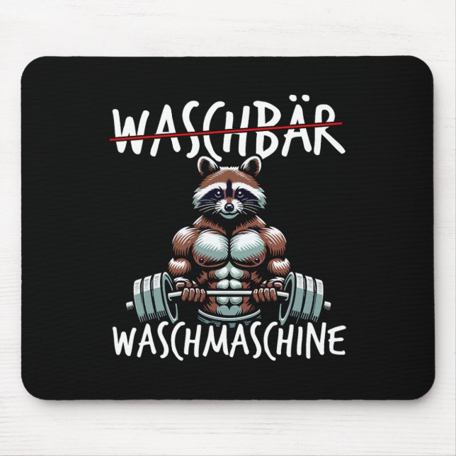 Mousepad Raccoon Washing Machine Raccoon Malhação Bodybuild (Frente)