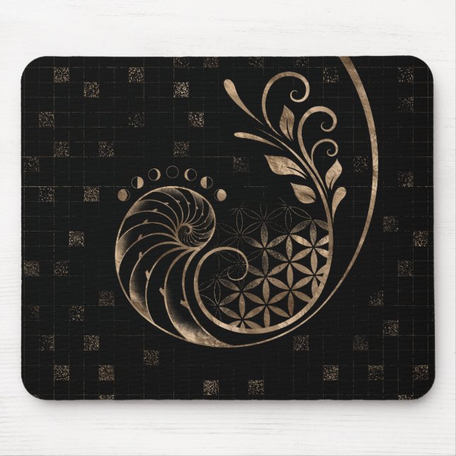 Mousepad Rácio do ouro - Ornamento Geométrico Sagrado (Frente)