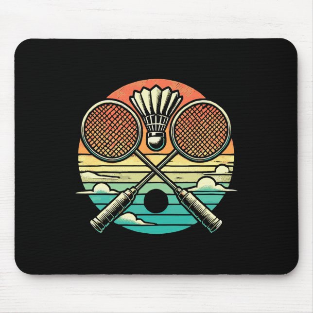 Mousepad Racket do Shuttle do Badminton Retro (Frente)