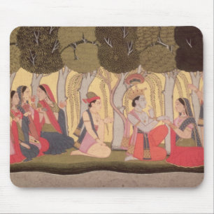 Mousepad Radha e Krishna assentados em um bosque, Kulu