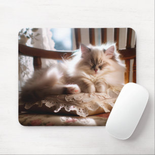 Mousepad Ragdoll Cat Dormindo no Travesseiro