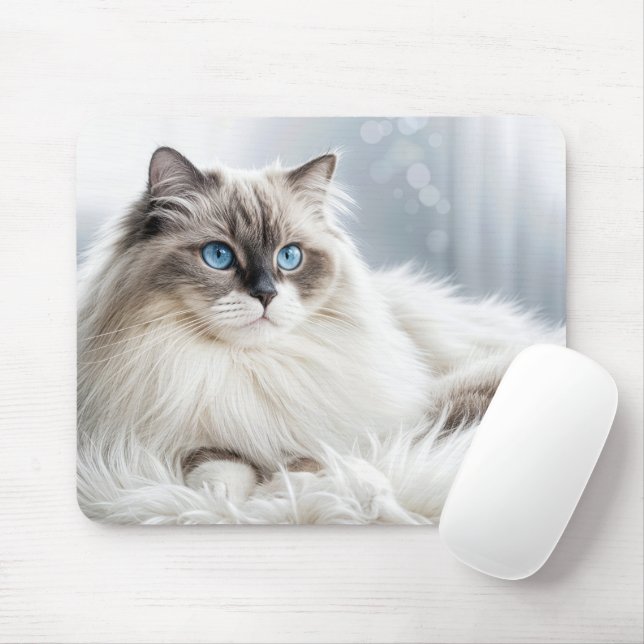 Mousepad Ragdoll Cat em um tapete de pele (Com mouse)
