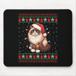 Mousepad Ragdoll Cat Feia de Natal Ragdoll Cat Xmas Lighti